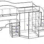 Чертеж Кровать чердак Кадет 1 с лестницей-комодом BMS