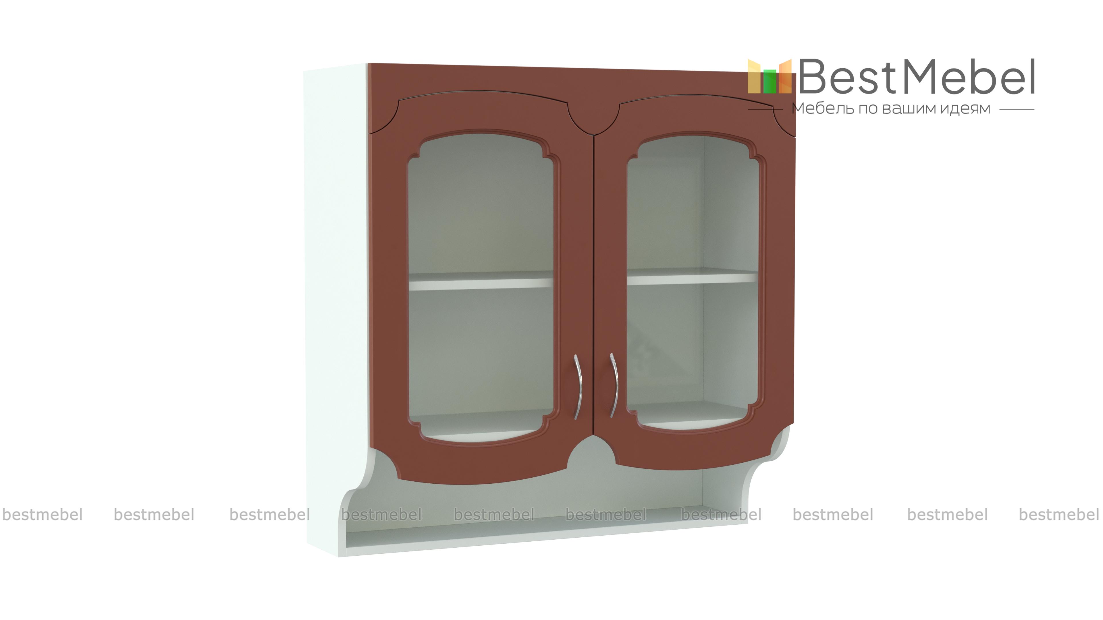 Эмилия шкаф-витрина фигурный с полками BMS - Фото